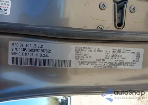 2021 Jeep Cherokee Latitude Lux Fwd from USA, damaged, VIN 1C4PJLMX9MD207862